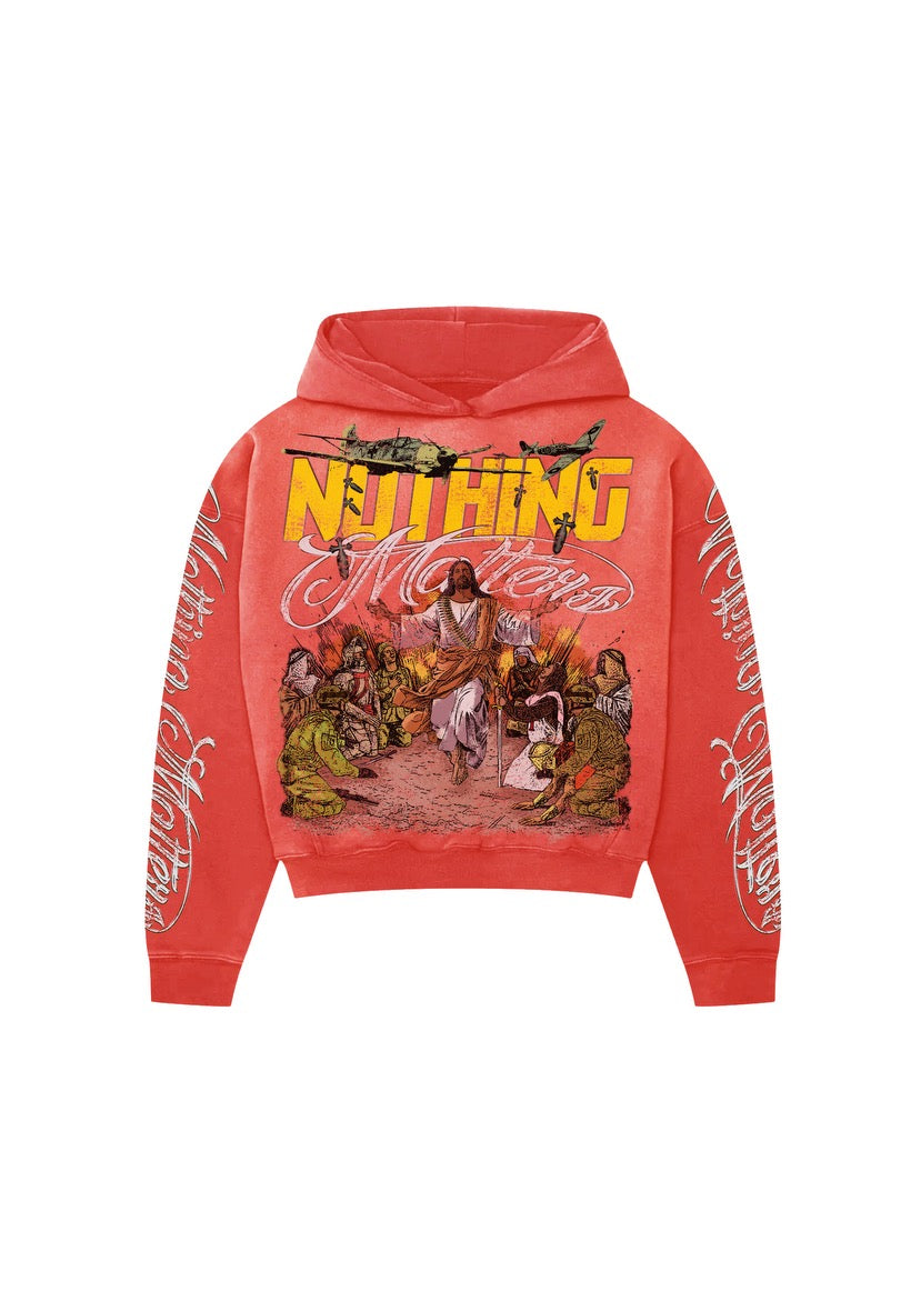 N*M Black Jesus Red Hoodie