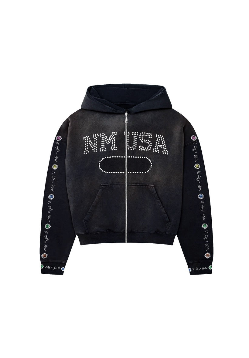 N*M Rhinestone Zip Up