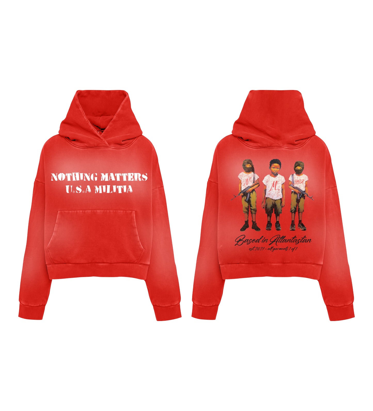 N*M Red Militia Logo Hoodie