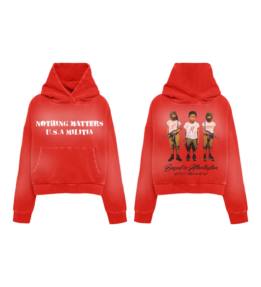 N*M Red Militia Logo Hoodie