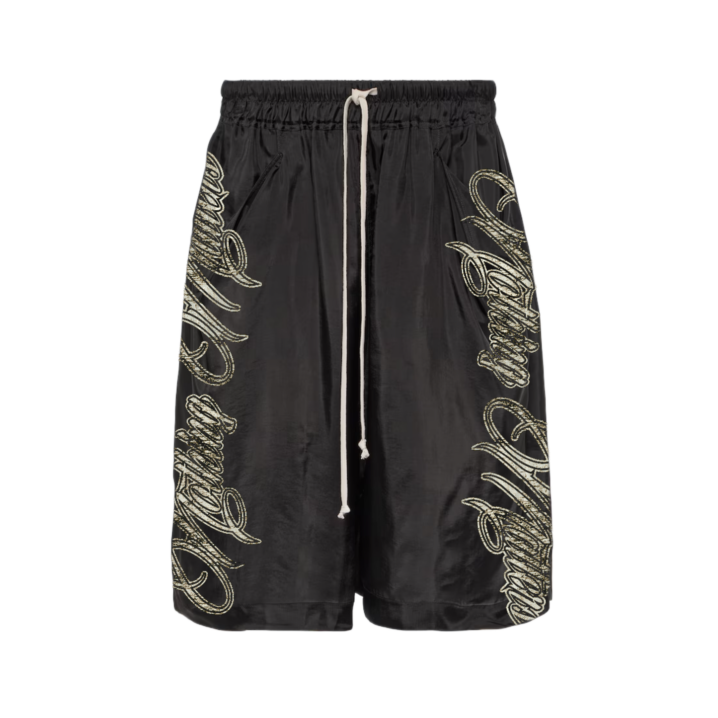 N*M Black Cursive Nylon Shorts