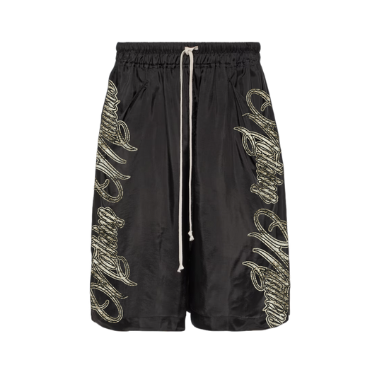 N*M Black Cursive Nylon Shorts