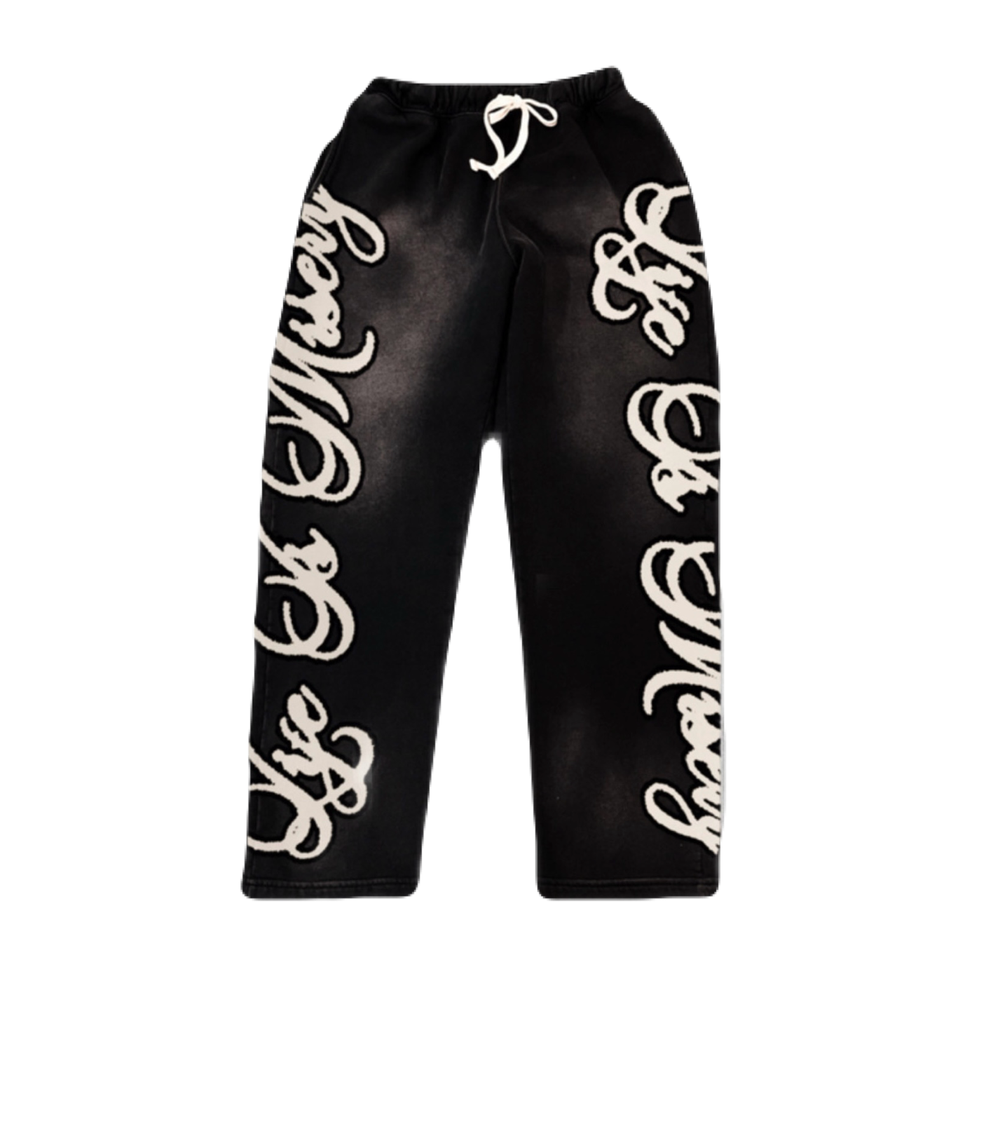 Black “Life Is Misery” Sweatpants